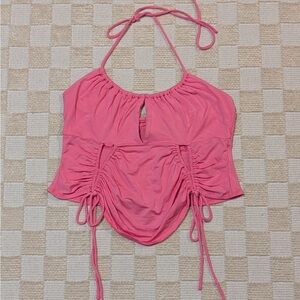 Princess Polly Pink Ruched Cutout Crop Top Size 6